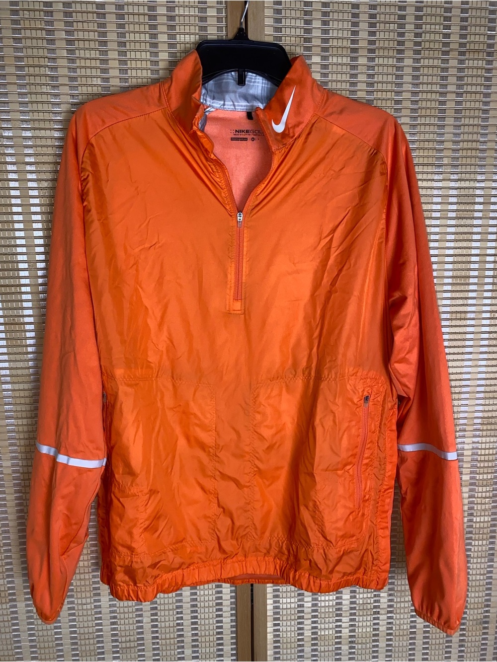 Nike Mens Medium 1/4 Zip Orange Windbreaker